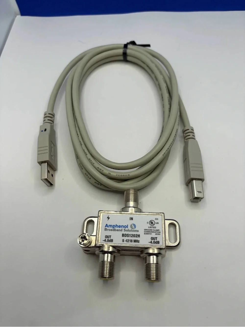 Amphenol BDS1202H 2-Way Coax Cable Splitter + USB Printer Cable Bundle